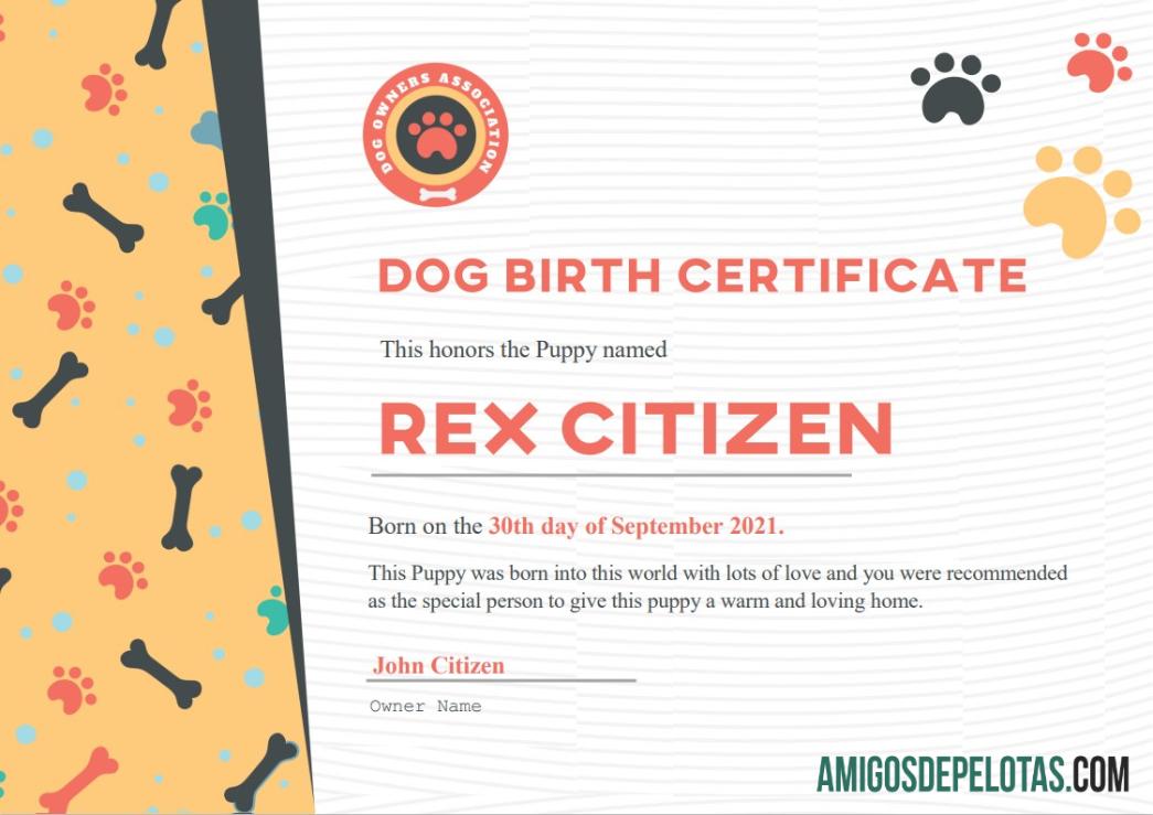 Certidão de nascimento de cachorro nos EUA baixar para verificação